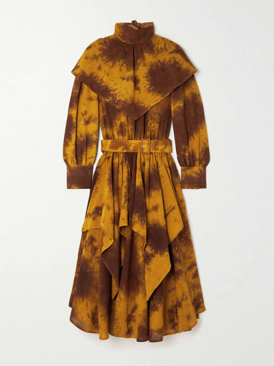 Lukhanyo Mdingi Pereira belted gathered tied-dyed cotton-voile midi dress at Collagerie