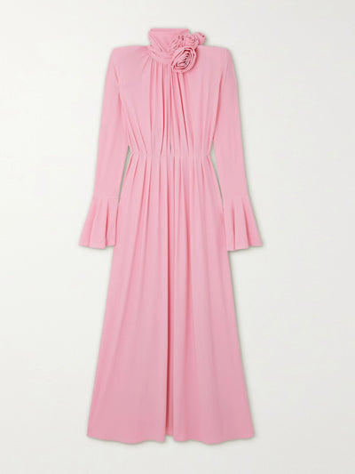 Magda Butrym Appliquéd pleated jersey-crepe maxi dress at Collagerie