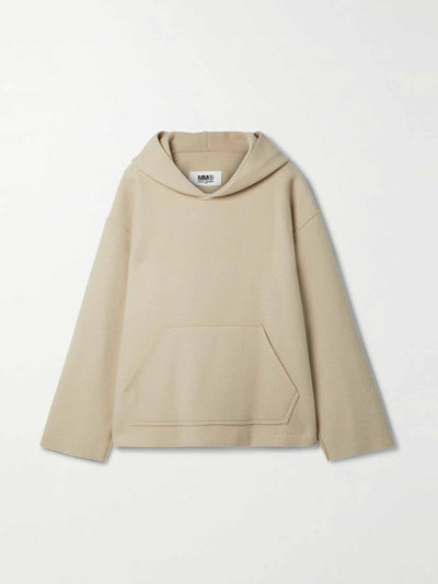 Mm6 Maison Margiela Cream wool-blend fleece hoodie at Collagerie