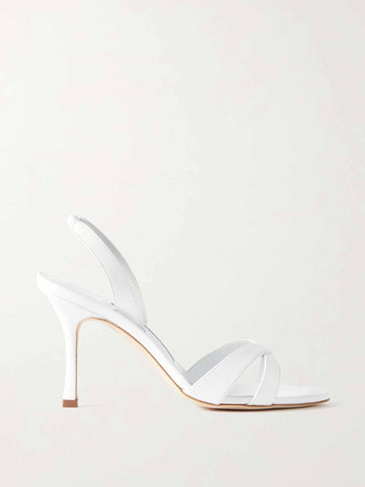 Manolo Blahnik White leather slingback sandals at Collagerie