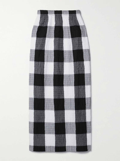 Mara Hoffman Checked shirred organic cotton midi skirt at Collagerie