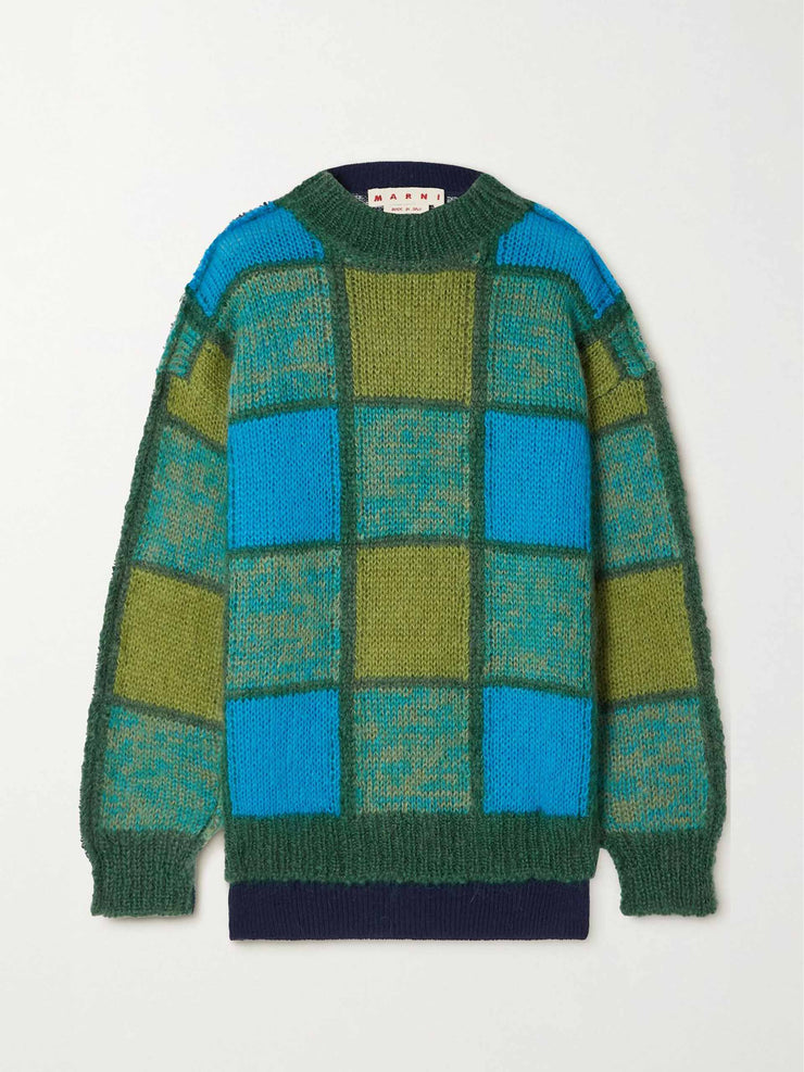 Green checked sweater