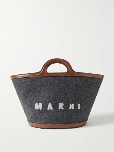 Marni Leather trimmed felt tote bag at Collagerie