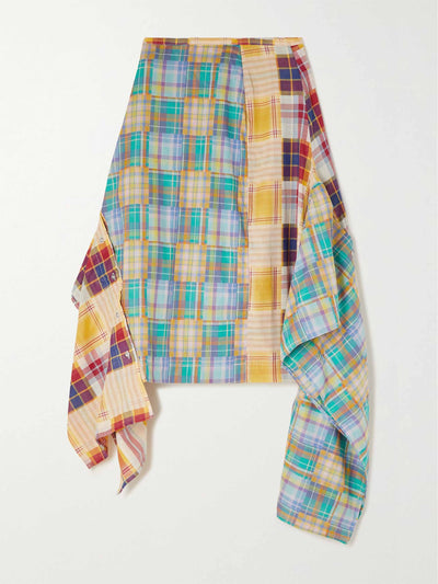 Marques' Almeida Asymmetric checked cotton midi skirt at Collagerie