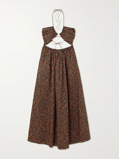 Matteau Cut-out brown floral maxi dress at Collagerie