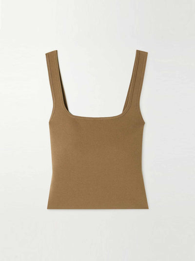 Matteau Brown stretch knit tank top at Collagerie