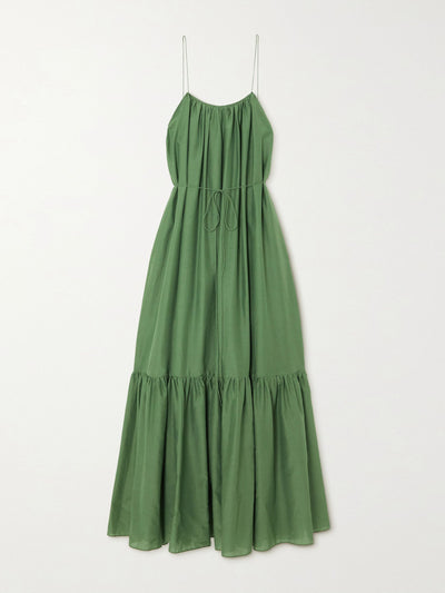 Matteau Tiered cotton and silk-blend maxi dress at Collagerie