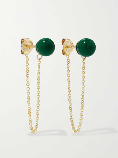 Mateo 14-karat gold malachite earrings at Collagerie