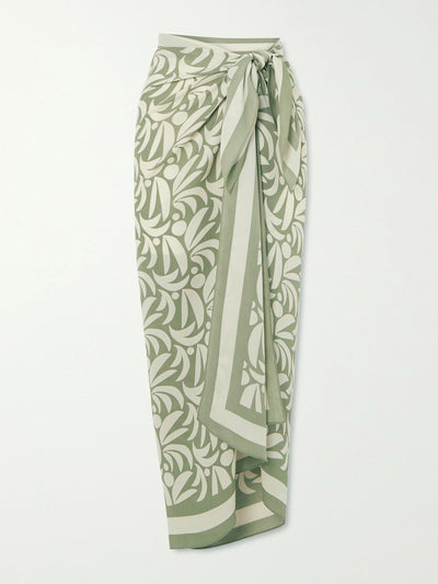 Matteau Sage printed silk-georgette pareo at Collagerie