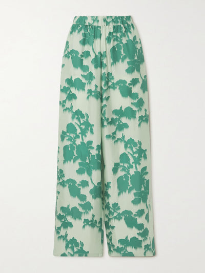 Max Mara Green and white straight leg trousers at Collagerie