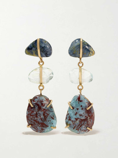 Melissa Joy Manning Multi-stone gold earrings at Collagerie