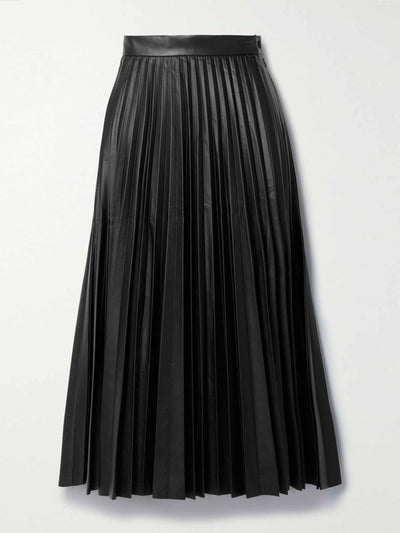 Mm6 Maison Margiela Pleated faux leather midi skirt at Collagerie