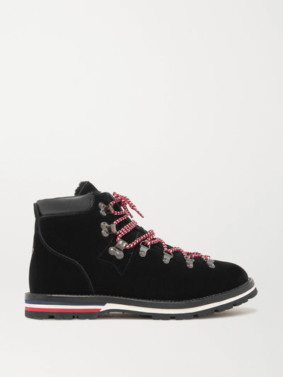 Moncler Blanche shearling-lined velvet ankle boots at Collagerie