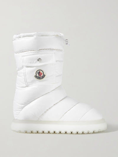 Moncler White quilted shell boots at Collagerie