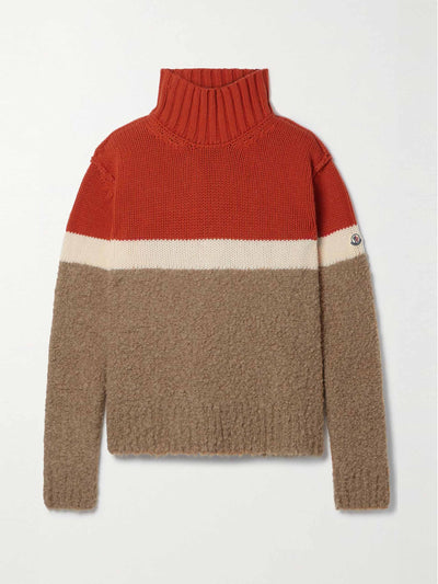 Moncler Orange striped turtleneck jumper at Collagerie