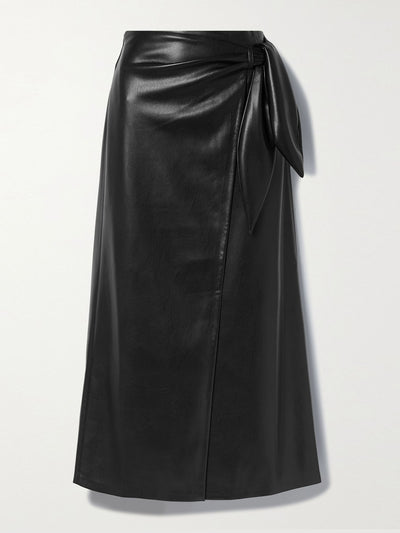 Nanushka Amas wrap-effect vegan leather midi skirt at Collagerie