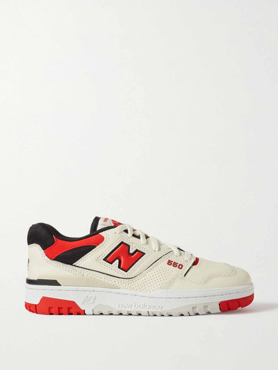 New Balance 550 retro red and off-white trainers at Collagerie