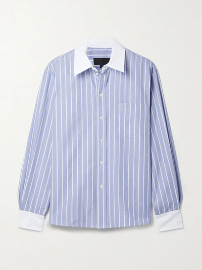 Nili Lotan Blue and white pinstripe shirt at Collagerie