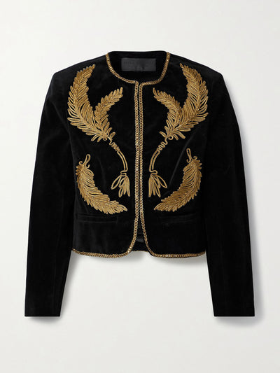 Nili Lotan Patsy embroidered velvet jacket at Collagerie