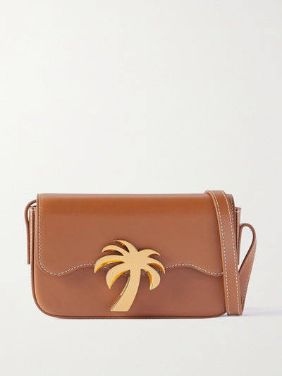 palm angels Palm Beach brown leather shoulder bag at Collagerie
