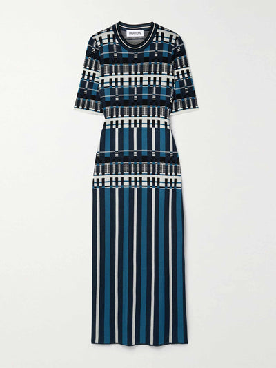 Partow Silk and wool blend jacquard midi dress at Collagerie