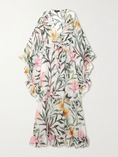 PatBo Belted ruffled floral robe at Collagerie