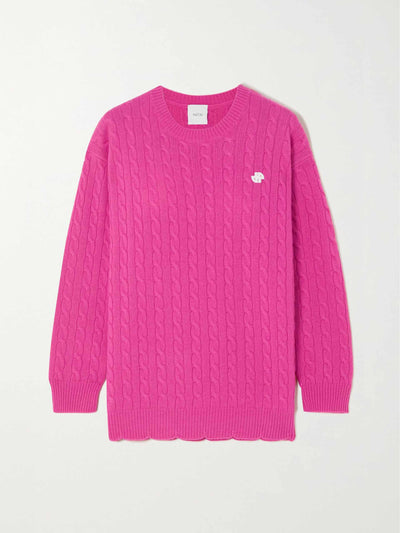 Patou Pink cable-knit merino sweater at Collagerie