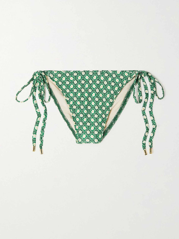 Green floral-print bikini briefs