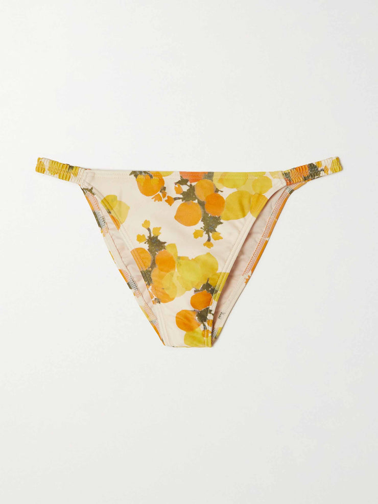 Yellow floral-print bikini bottoms