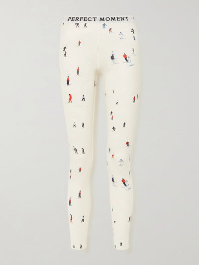 Perfect Moment White printed jersey leggings at Collagerie