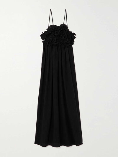 Petar Petrov Black ruffle midi dress at Collagerie