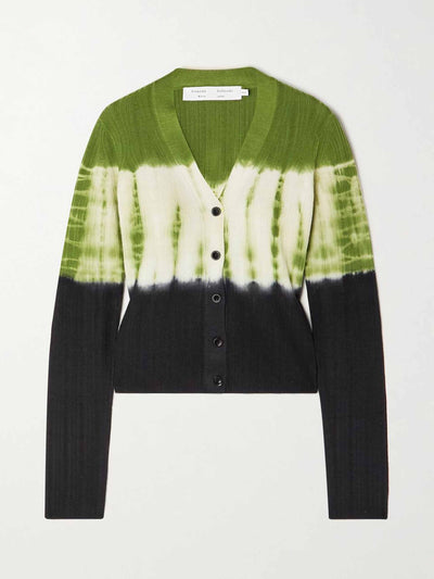 Proenza Schouler White Label Tie-dyed ribbed wool cardigan at Collagerie
