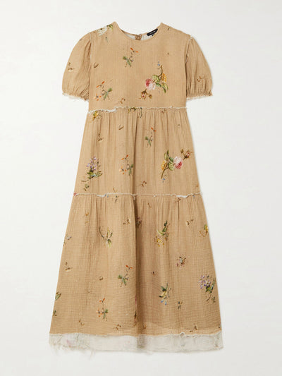 R13 Distressed floral-print cotton-voile midi dress at Collagerie