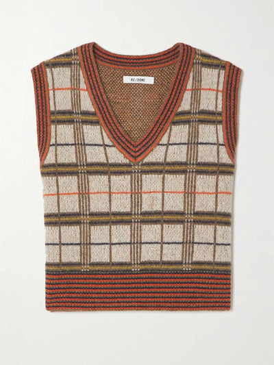 Re/Done Checked wool-blend vest at Collagerie