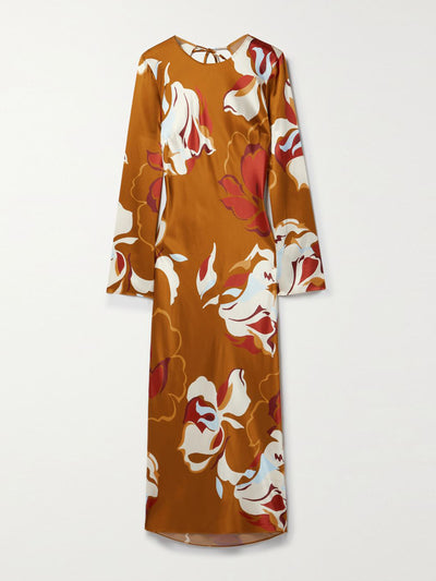 Reformation Davina printed silk-charmeuse midi dress at Collagerie