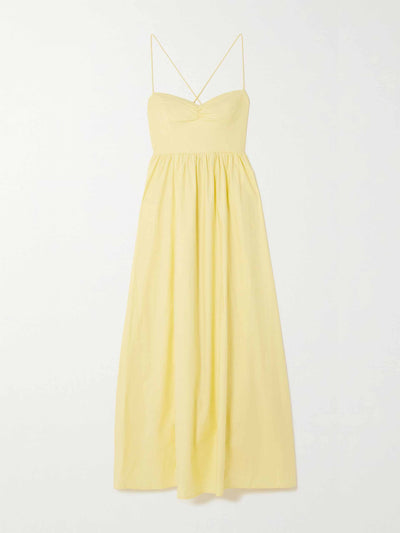 Reformation Yellow open back midi dress at Collagerie