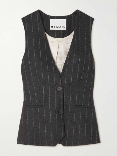 Remain Birger Christensen Pinstriped wool-blend vest at Collagerie