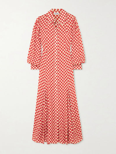 Rixo Checked woven midi-dress at Collagerie