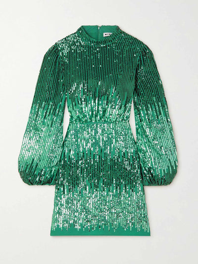 Rixo Green mini dress with sequins at Collagerie