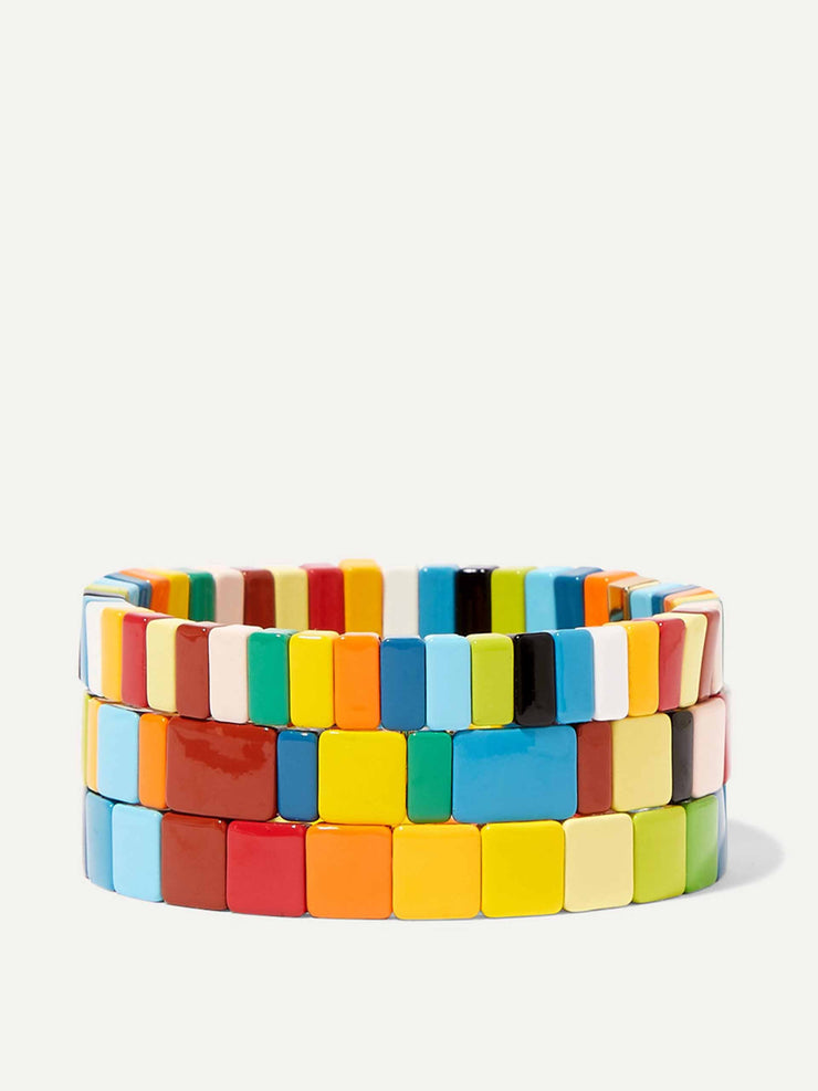 Rainbow enamel bracelets (set of 3)