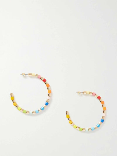 Roxanne Assoulin Gold tone and enamel hoop earings at Collagerie