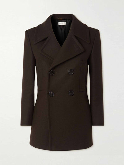 Saint Laurent Double-breasted wool-blend coat at Collagerie