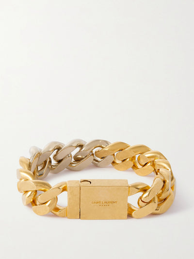 Saint Laurent Chunky gold-tone bracelet at Collagerie