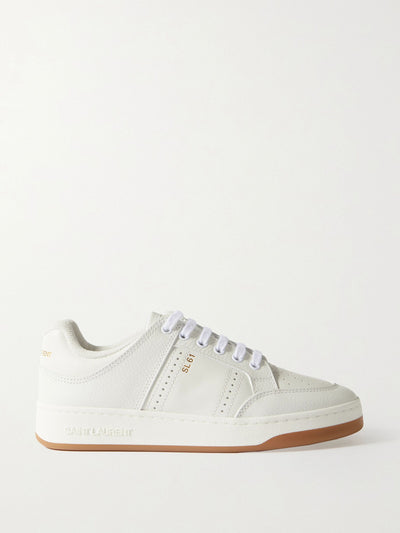 Saint Laurent White logo-print SL61 leather sneakers at Collagerie