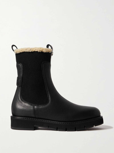 Salvatore Ferragamo Shearling-lined leather ankle boots at Collagerie