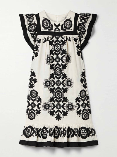 Sea Embroidered cotton and linen-blend mini dress at Collagerie