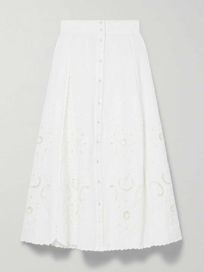 Sea Broderie anglaise midi skirt at Collagerie