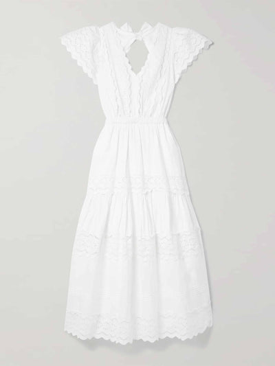 Sea White broderie anglaise cotton midi dress at Collagerie