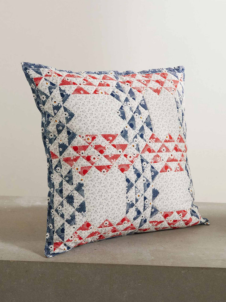 Quilted floral-print cotton pillow