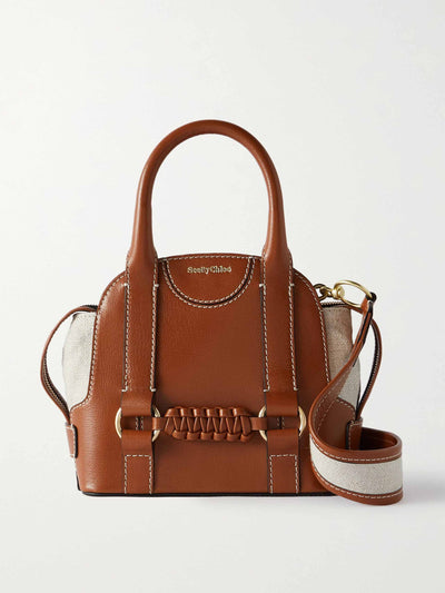 See By Chloé Canvas trimmed crinkled leather shoulder bag at Collagerie